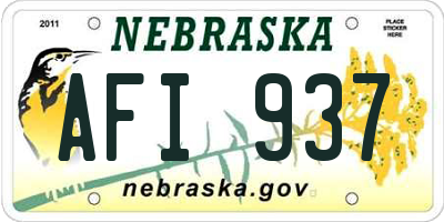 NE license plate AFI937