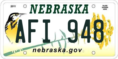 NE license plate AFI948