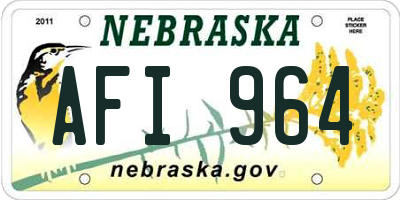 NE license plate AFI964