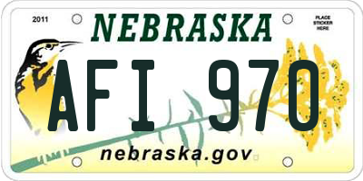 NE license plate AFI970