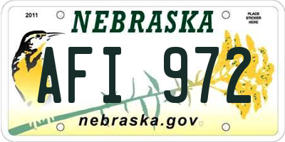 NE license plate AFI972