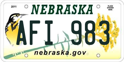 NE license plate AFI983
