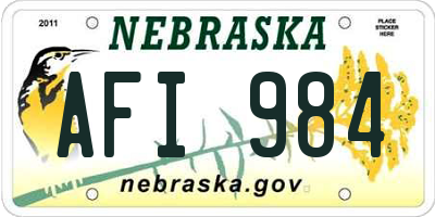 NE license plate AFI984