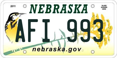 NE license plate AFI993
