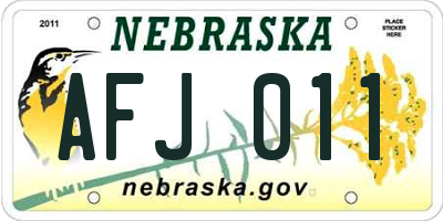 NE license plate AFJ011