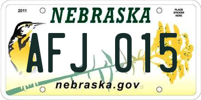 NE license plate AFJ015