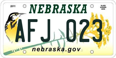 NE license plate AFJ023