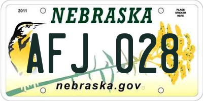 NE license plate AFJ028