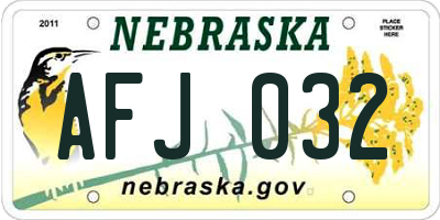 NE license plate AFJ032