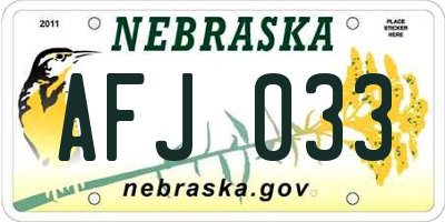 NE license plate AFJ033