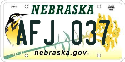 NE license plate AFJ037