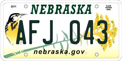 NE license plate AFJ043