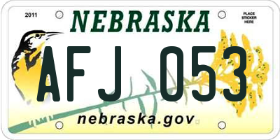 NE license plate AFJ053
