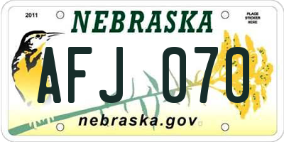 NE license plate AFJ070
