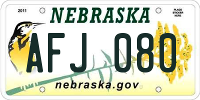 NE license plate AFJ080