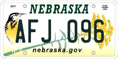 NE license plate AFJ096