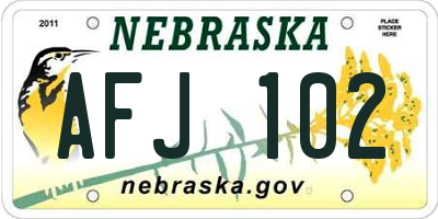 NE license plate AFJ102