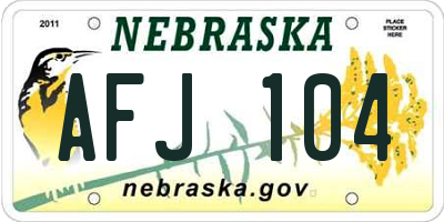 NE license plate AFJ104
