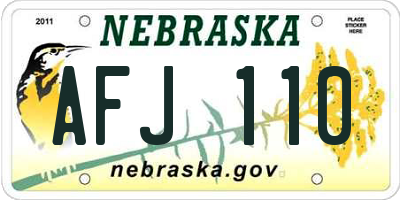 NE license plate AFJ110