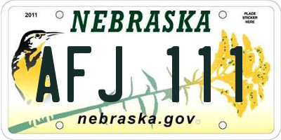 NE license plate AFJ111