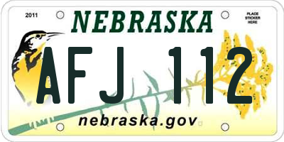 NE license plate AFJ112
