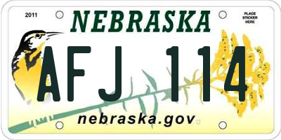 NE license plate AFJ114