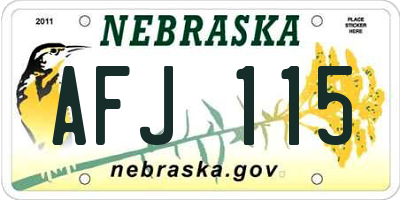 NE license plate AFJ115