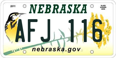 NE license plate AFJ116