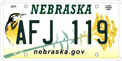 NE license plate AFJ119