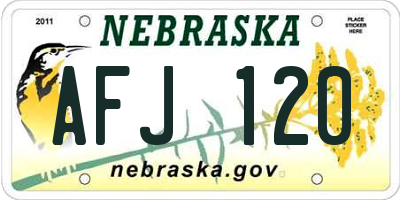NE license plate AFJ120