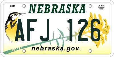 NE license plate AFJ126
