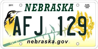 NE license plate AFJ129