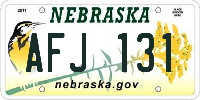 NE license plate AFJ131
