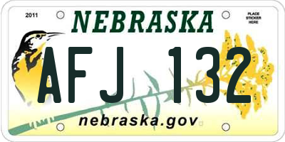 NE license plate AFJ132