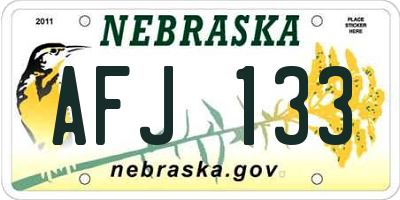 NE license plate AFJ133