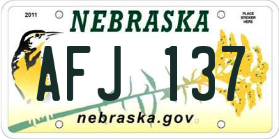 NE license plate AFJ137