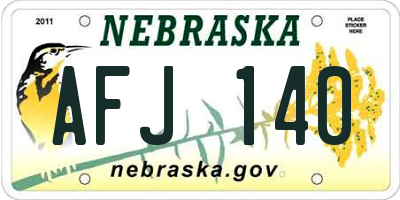 NE license plate AFJ140