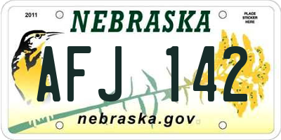 NE license plate AFJ142