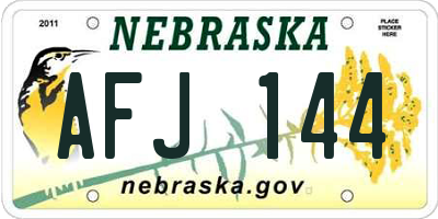 NE license plate AFJ144