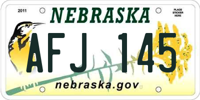 NE license plate AFJ145