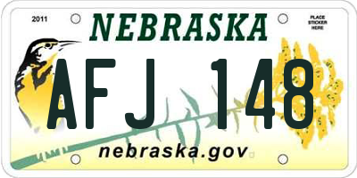 NE license plate AFJ148