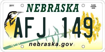 NE license plate AFJ149