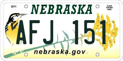 NE license plate AFJ151