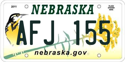 NE license plate AFJ155