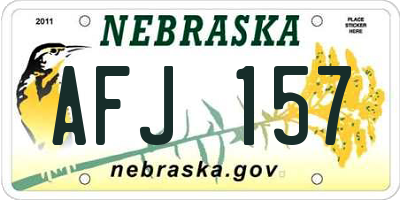 NE license plate AFJ157