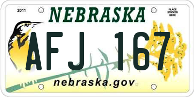 NE license plate AFJ167