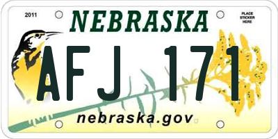 NE license plate AFJ171