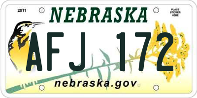NE license plate AFJ172