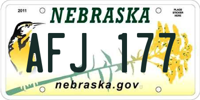 NE license plate AFJ177