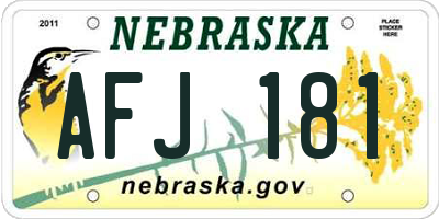 NE license plate AFJ181